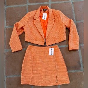 Misguided Boucle Blazer Skirt Set